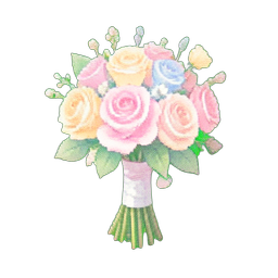 Ramo de rosas nupcial — sprite pixel art 256×256