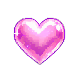 Coração de quartzo rosa — sprite pixel art 256×256