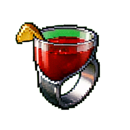Bague cocktail de rubis — sprite pixel art 256×256