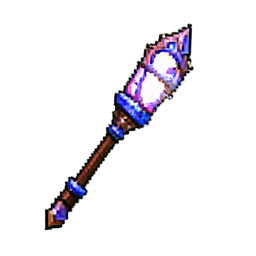 Báculo de enfoque rubí — sprite pixel art 256×256