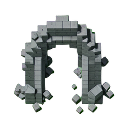 Ruinenbogen (Voxel) — 256×256 Pixel-Art-Sprite