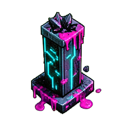 Ruinenpfosten (Cyberpunk) — 256×256 Pixel-Art-Sprite