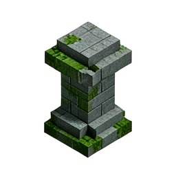 Ruins Pillar (Voxel) - 256x256 pixel art sprite