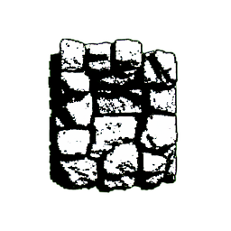 Ruinenmauer (1-Bit) — 256×256 Pixel-Art-Sprite