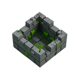 Ruins Wall (Voxel) - 256x256 pixel art sprite