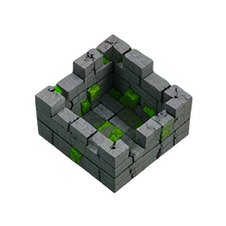 Ruinenwand (Voxel) — 256×256 Pixel-Art-Sprite