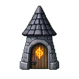 Encadrement de porte sculpté avec runes (Cinématique) — sprite pixel art 256×256