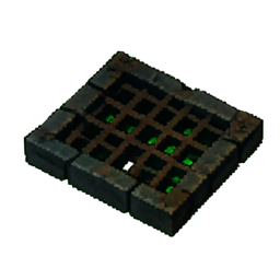 Piso de grade de ferro enferrujado — sprite pixel art 256×256