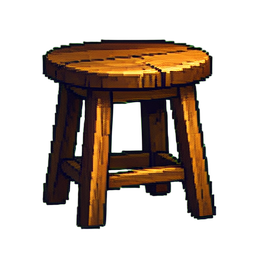 Tabouret rustique — sprite pixel art 256×256