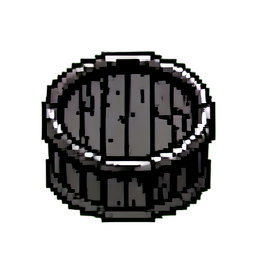 Barril oxidado — sprite pixel art 256×256