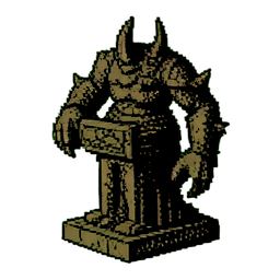 生锈的雕像恶魔像 — 256×256 像素游戏素材