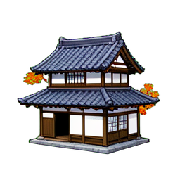 Ryokan à deux étages (Cinématique) — sprite pixel art 256×256