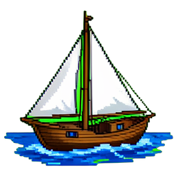 Barco sloop — sprite pixel art 256×256