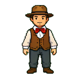 Nœud papillon du pianiste — sprite pixel art 256×256