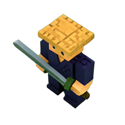 Samurai Ronin (Voxel) - 256x256 pixel art sprite