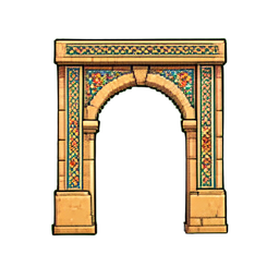 قوس حجر رملي فسيفساء — رسم بكسل 256×256