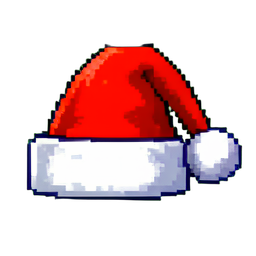 Sombrero rojo de Santa — sprite pixel art 256×256