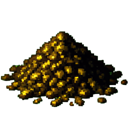 Scattered Gold Pile — 256×256 pixel art sprite