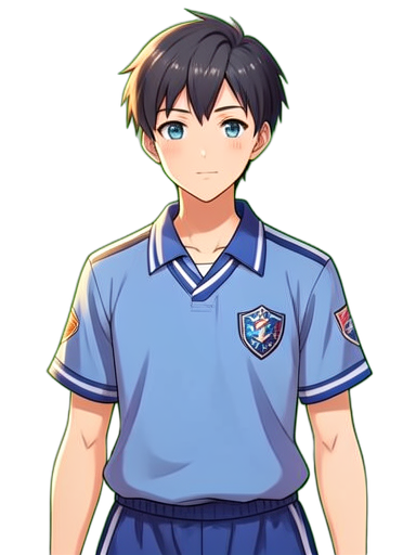 学童バスケスター — 384×512 ピクセルアートスプライト