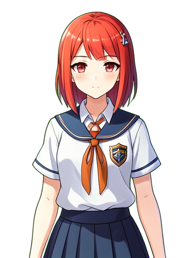 Schoolgirl Tsundere Redhead — 384×512 pixel art sprite