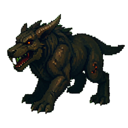 Manticore brûlé — sprite pixel art 256×256