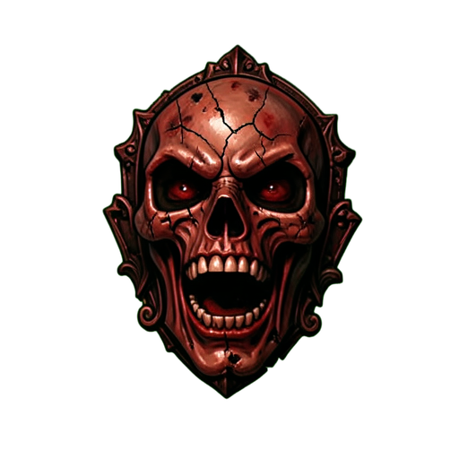 Máscara de hierro gritando — sprite pixel art 512×512
