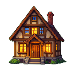 Casa de la biblioteca del escriba — sprite pixel art 256×256