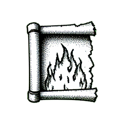 Scroll Fire (1-Bit) - 256x256 pixel art sprite