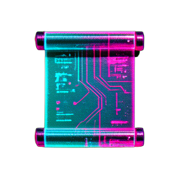 Scroll Fire (Cyberpunk) - 256x256 pixel art sprite