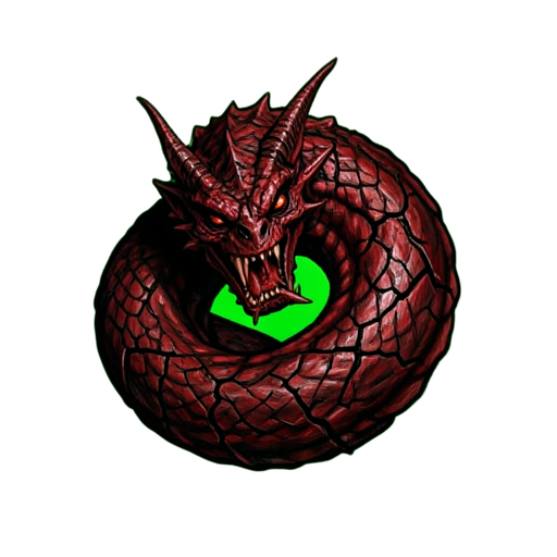 Demônio serpente enrolado — sprite pixel art 512×512