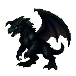 Schatten-Wyvern — 256×256 Pixel-Art-Sprite