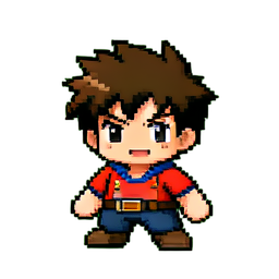 Herói Shonen — sprite pixel art 256×256
