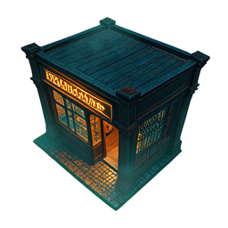 Façade du magasin (Cinématique) — sprite pixel art 256×256