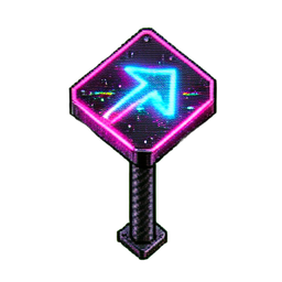 Schildpfosten (Cyberpunk) — 256×256 Pixel-Art-Sprite