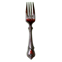 Silberne geschnitzte Gabel — 256×256 Pixel-Art-Sprite