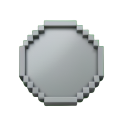 Silver Coin (Voxel) - 256x256 pixel art sprite