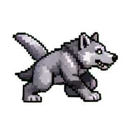 Corredor Lobo Plateado — sprite pixel art 256×256