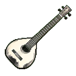 Sitar Indien Lang — 256×256 Pixel-Art-Sprite
