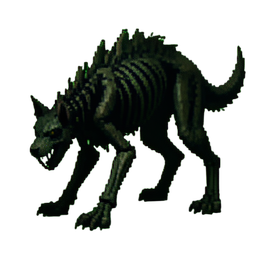 Skelettfuhrerhund — 256×256 Pixel-Art-Sprite