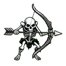 Arquero esquelético (1-bit) — sprite pixel art 256×256