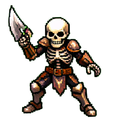 Skelettarker — 256×256 Pixel-Art-Sprite