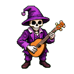 Skeleton Bard (16-Bit) - 256x256 pixel art sprite