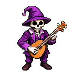Skeleton Bard (16-Bit) — 256×256 pixel art sprite