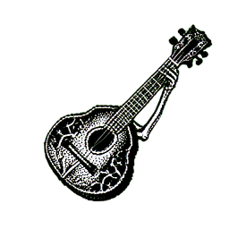 Barde squelettique (1-bit) — sprite pixel art 256×256