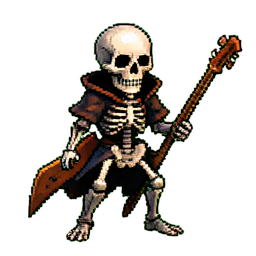 Skeleton Bard - 256x256 pixel art sprite
