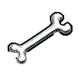 Clé et os de squelette — sprite pixel art 256×256