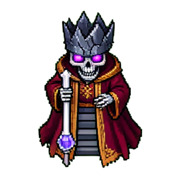Skelett König (16-Bit) — 256×256 Pixel-Art-Sprite