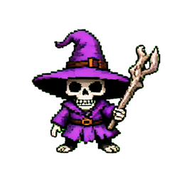 Skeleton Mage (16-Bit) - 256x256 pixel art sprite