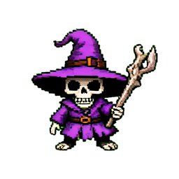 Mago Esqueleto (16-Bit) — sprite pixel art 256×256