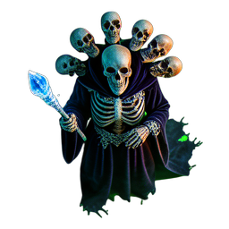 Skelettmagier (Filmisch) — 256×256 Pixel-Art-Sprite